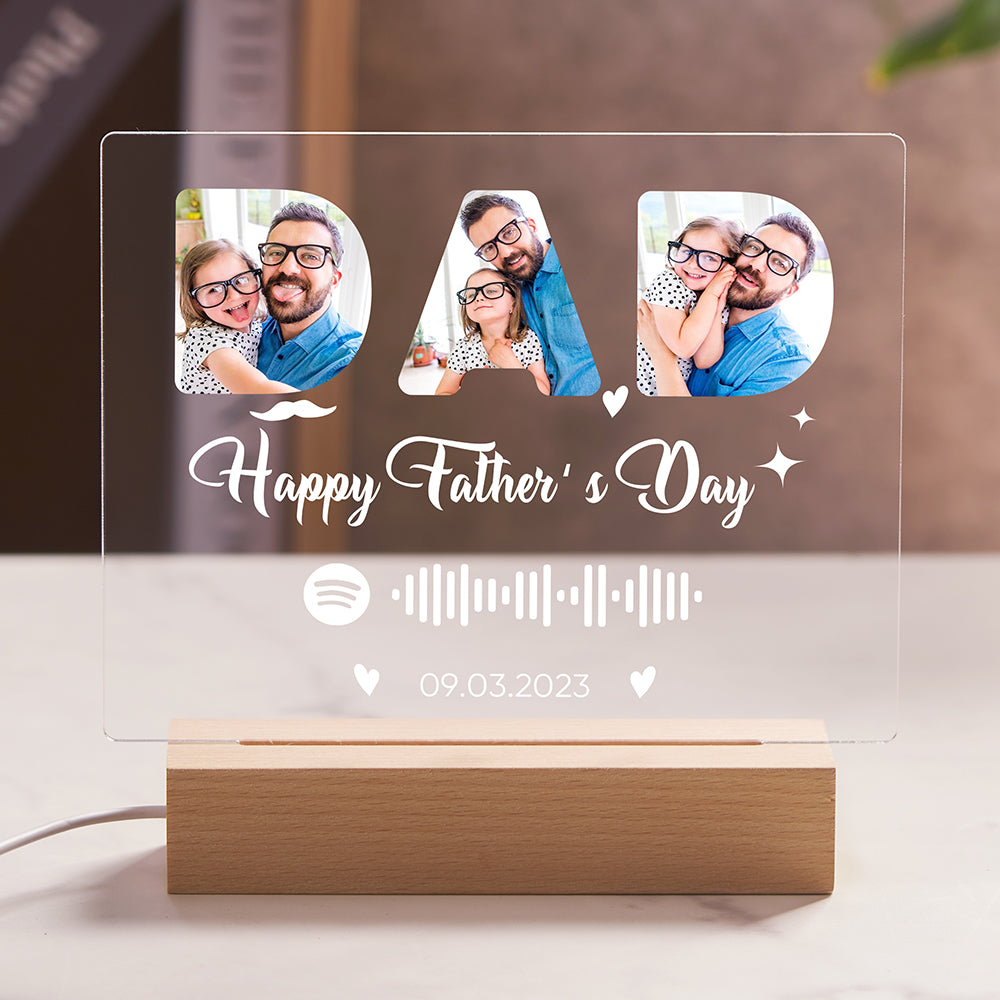 Custom Photo Gifts for Dad Happy Father's Day Spotify Night Light