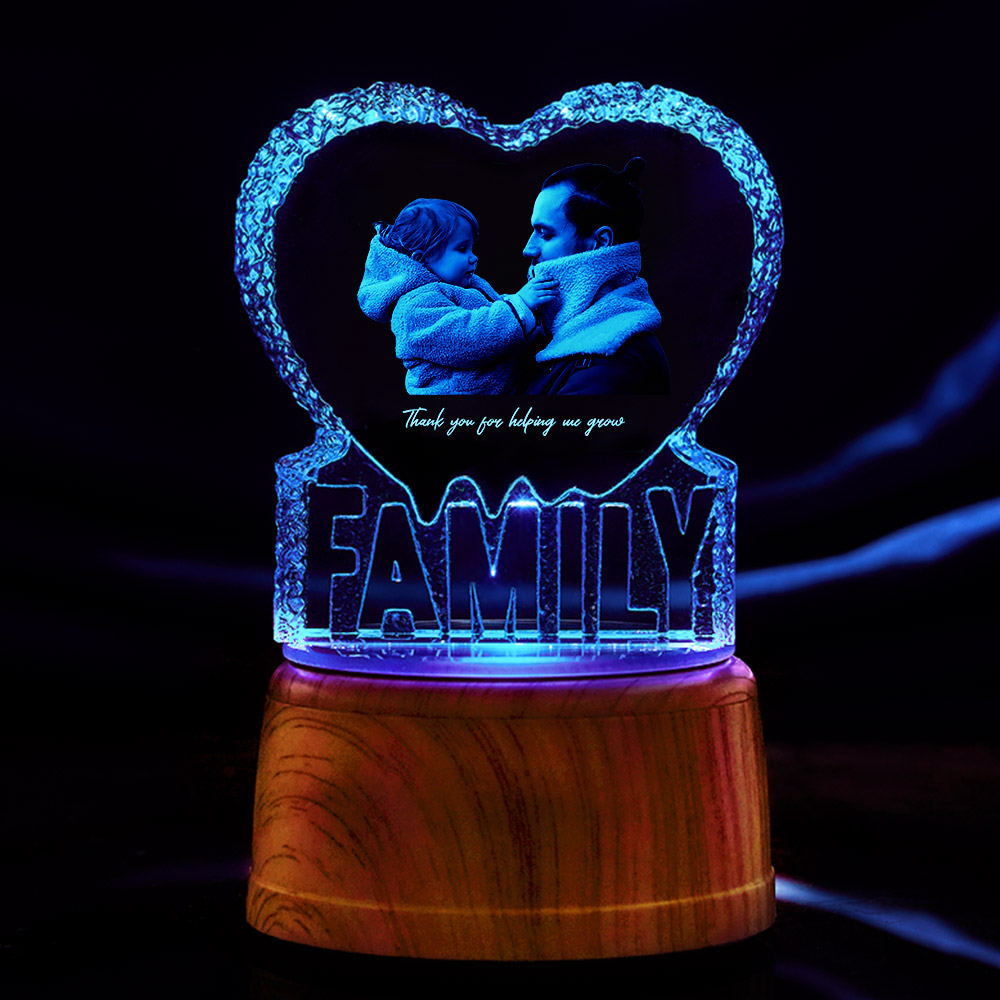 Custom Photo Gifts for Dad Sculpture Keepsake 3D Crystal Heart