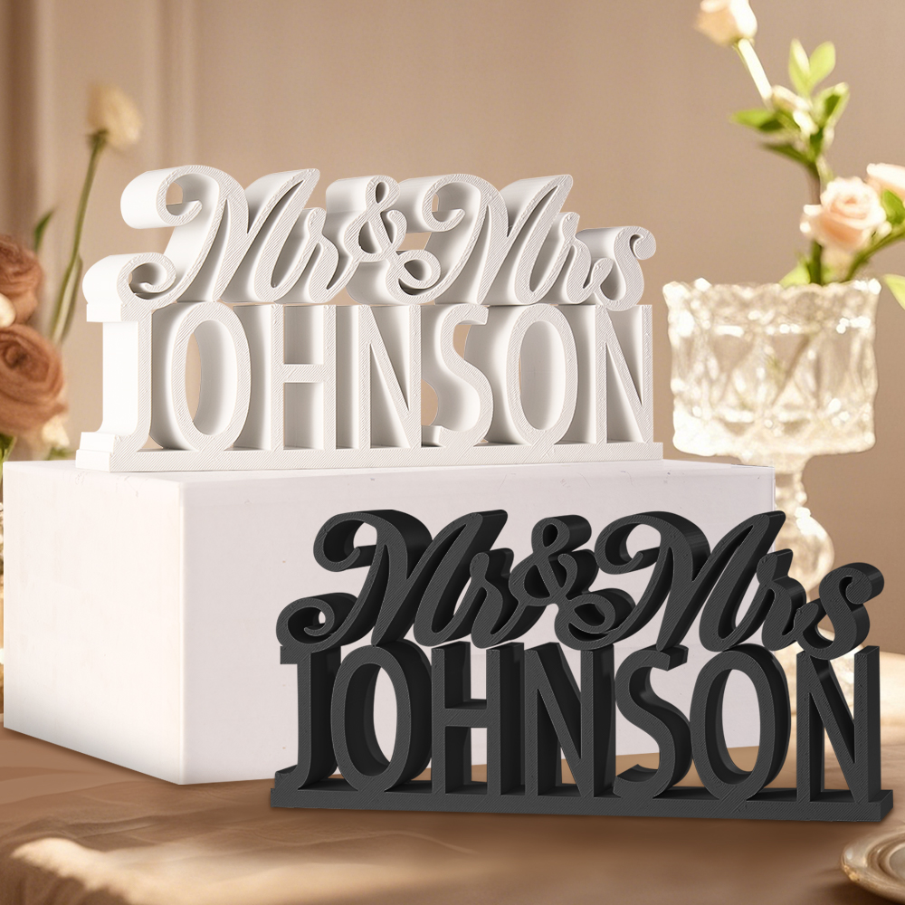 Personalized Gifts for Family 3D Printed Mr and Mrs Table Sign