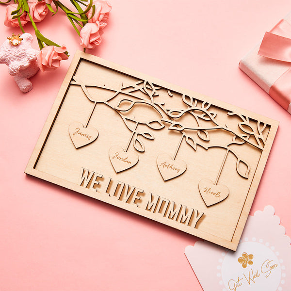 Custom Name Gifts for Mom Engraved Plaque Family Tree Home Decor