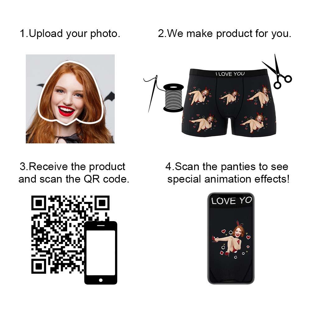 Custom Photo Gifts for Him Boxer Bunny Girl Underwear