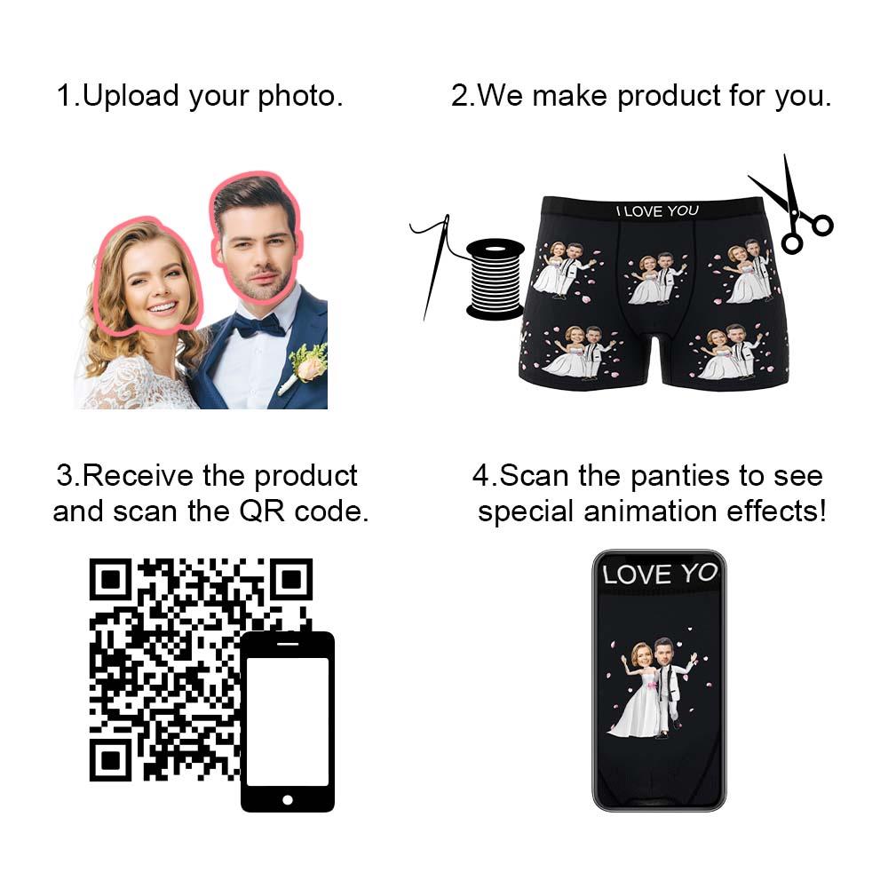 Custom Photo Gifts for Him Boxer Double Wedding Underwear