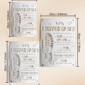 Personalized Stepped Up Dad Mirror Light Dad's Footprint Sign Gift for Father's Day