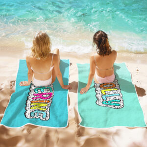 Personalized Dalmatian Dots Beach Towel with Rainbow Name Summer Vacation Bridesmaid Party Gift for Her