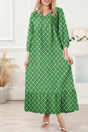 Multicolor Boho Printed Half Sleeve Maxi Dress