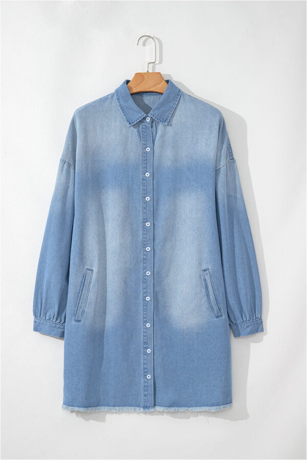 Beau Blue Risen Medium Washed Denim Shirt Dress - Image 3
