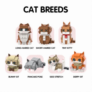 Full Body Customizable Cute Brick Figures Personalized Brick Figures with Cat Small Particle Block Toy