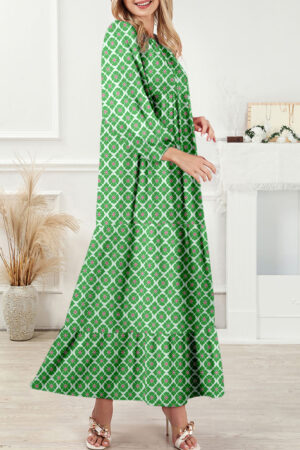 Multicolor Boho Printed Half Sleeve Maxi Dress