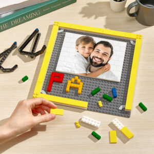 Personalized Photo Building Brick Puzzles Custom Papa Building Block Picture Frame Father's Day Gifts