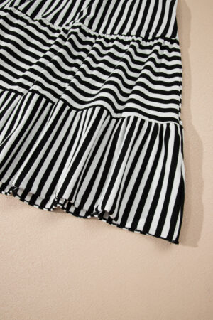 Black Stripe U Neck Sleeveless Loose Fit Mini Dress