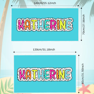 Personalized Dalmatian Dots Beach Towel with Rainbow Name Summer Vacation Bridesmaid Party Gift for Her