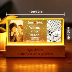 Personalized Where It All Began Night Light Custom Photo Light Gift for Lover
