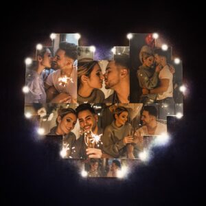 Custom Heart Photo Lamp Wall Art Decor Personalised Album Gift For Valentine's Day