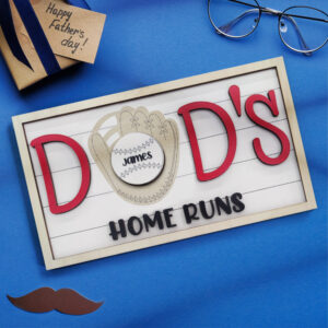 Personalized Baseball Dad Wooden Name Sign Plaque Father's Day Gift for Dad Grandpa