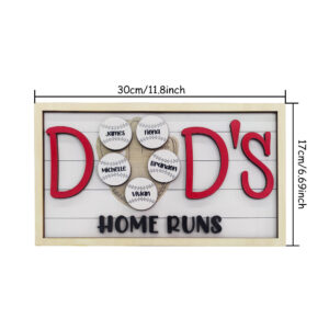 Personalized Baseball Dad Wooden Name Sign Plaque Father's Day Gift for Dad Grandpa