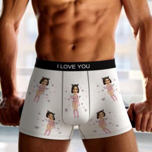 Custom Photo Boxer Catwoman Underwear Men's Underwear Gift For Boyfriend AR View Valentine's Day Gift