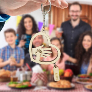 Personalized Hands with Name tags Keychain Gift for Father's Day Gift for Dad Grandpa