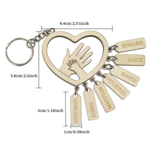 Personalized Hands with Name tags Keychain Gift for Father's Day Gift for Dad Grandpa