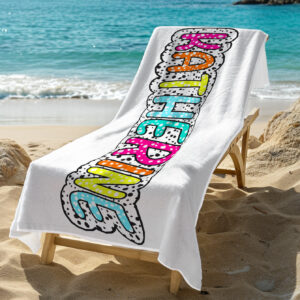 Personalized Dalmatian Dots Beach Towel with Rainbow Name Summer Vacation Bridesmaid Party Gift for Her
