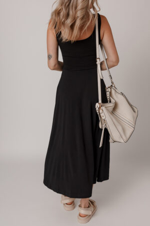 Four Leaf Clover Sleeveless Scoop Neck Flared Split Midi Dress