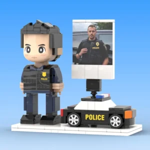 Full Body Customized 1 Person Brick Figures with Photo Police Theme Gift Birthday Gift Valentines Gift Father's Day Gift