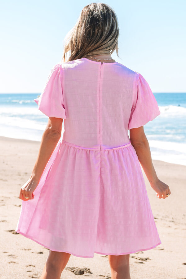Bonbon Textured Bubble Sleeve High Waist Mini Dress - Image 2