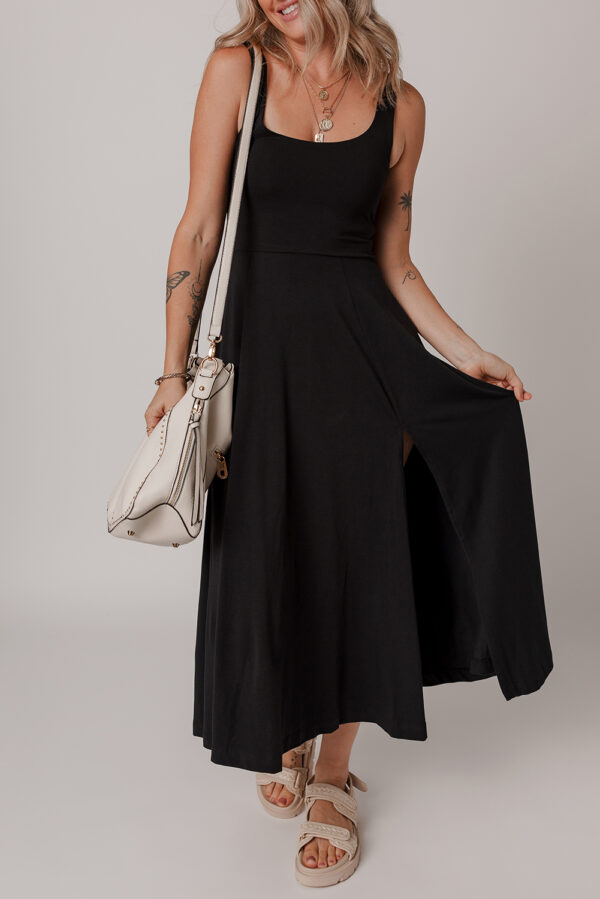 Four Leaf Clover Sleeveless Scoop Neck Flared Split Midi Dress - Image 6
