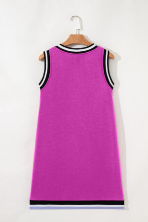 Mint Green Color Contrast Trim V Neck Shift Sleeveless Mini Dress
