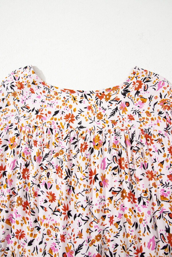 Red Boho Half Sleeve Floral V Neck Maxi Dress - Image 7