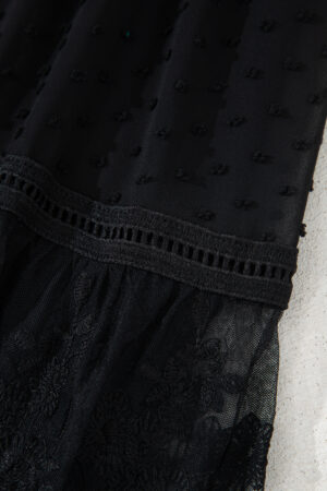 Black Dotty Lace Mesh Flowy Maxi Dress