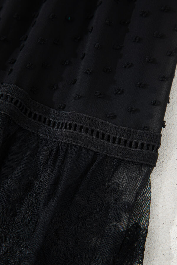Black Dotty Lace Mesh Flowy Maxi Dress - Image 10