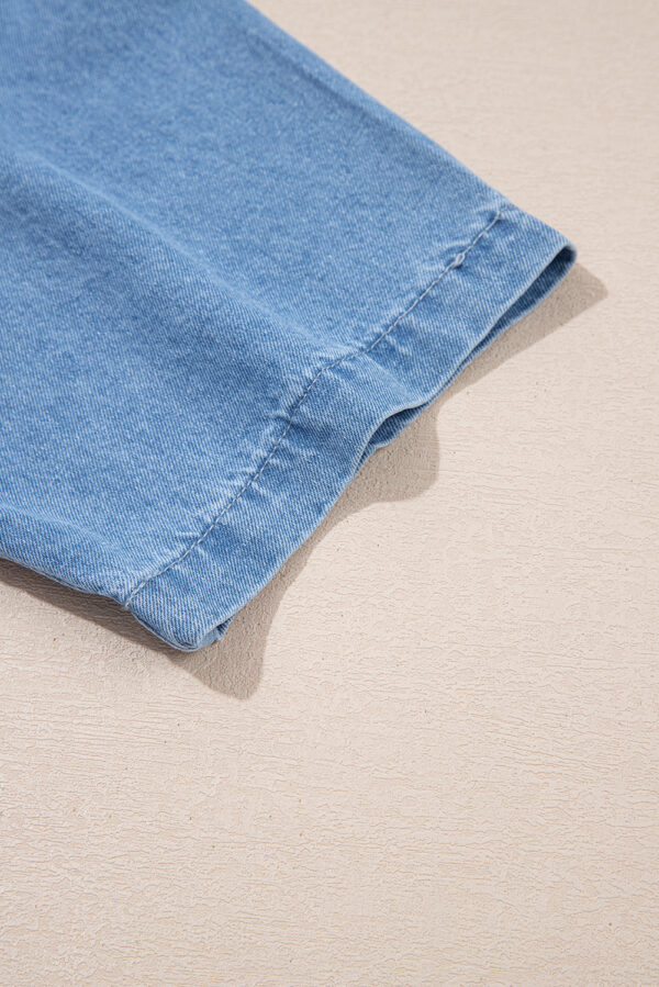 Beau Blue Frilled Peter Pan Collar Loose Denim Short Dress - Image 7