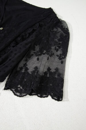Black Dotty Lace Mesh Flowy Maxi Dress