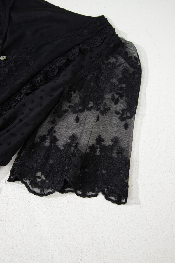 Black Dotty Lace Mesh Flowy Maxi Dress - Image 11