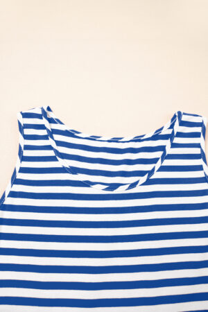 Black Stripe U Neck Sleeveless Loose Fit Mini Dress