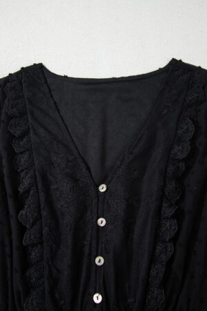 Black Dotty Lace Mesh Flowy Maxi Dress