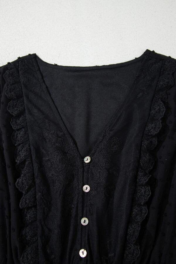 Black Dotty Lace Mesh Flowy Maxi Dress - Image 6