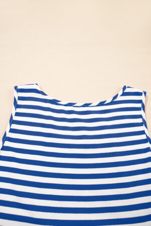 Black Stripe U Neck Sleeveless Loose Fit Mini Dress