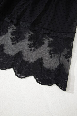 Black Dotty Lace Mesh Flowy Maxi Dress