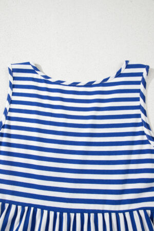 Black Stripe U Neck Sleeveless Loose Fit Mini Dress