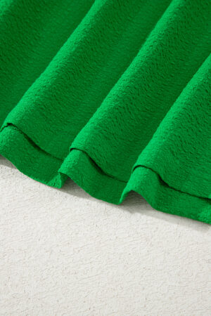 Green Ruffled Flutter Sleeve Square Neck Textured Tiered Maxi Dress