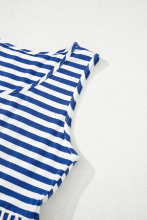 Black Stripe U Neck Sleeveless Loose Fit Mini Dress