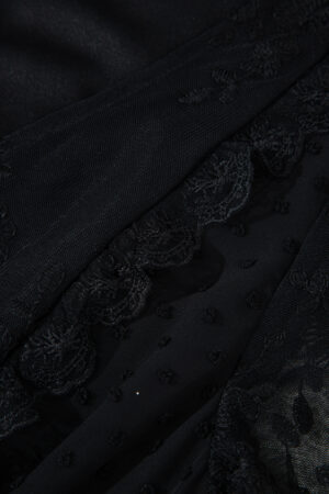 Black Dotty Lace Mesh Flowy Maxi Dress