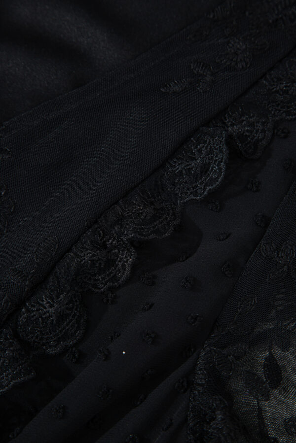 Black Dotty Lace Mesh Flowy Maxi Dress - Image 12