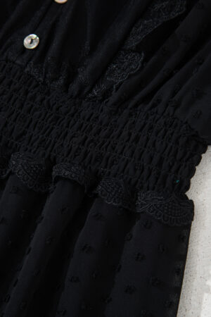 Black Dotty Lace Mesh Flowy Maxi Dress