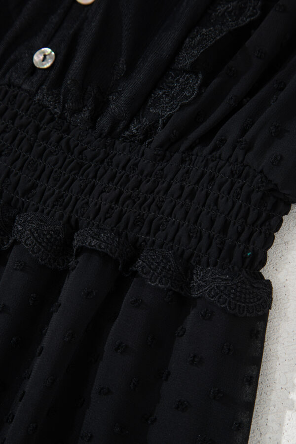 Black Dotty Lace Mesh Flowy Maxi Dress - Image 13