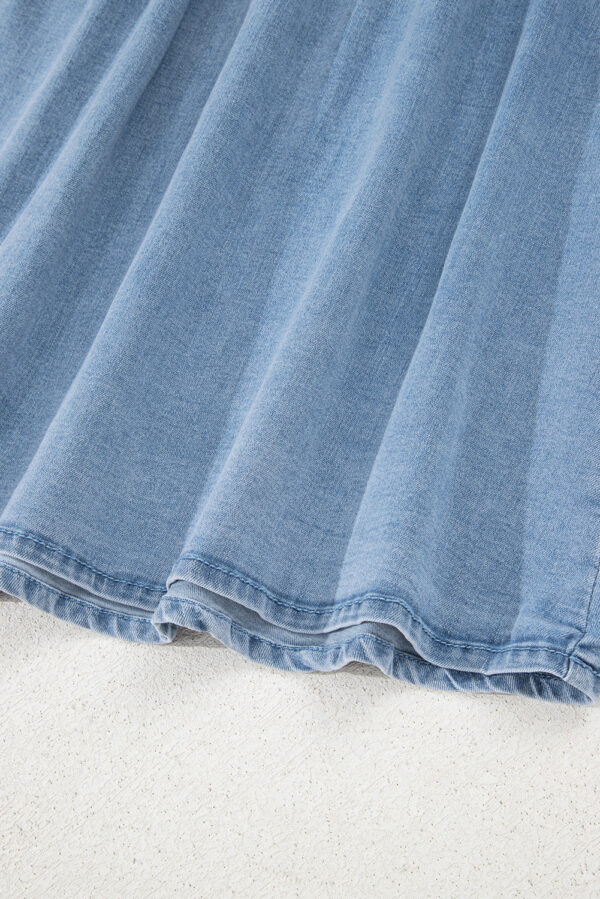 Myosotis Square Neck Bowknot A-line Sleeveless Denim Dress - Image 8