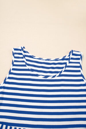 Black Stripe U Neck Sleeveless Loose Fit Mini Dress
