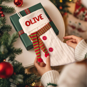 Personalized Christmas Scarve Stocking with Name Embroidery Christmas Stockings Gift for Family