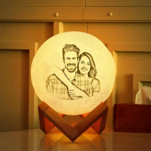 Custom Photo Moon Lamp Name 3d Light Christmas Gift Engraved Moon Lamp - Touch Two Colors 10cm-20cm Christmas Family Gift